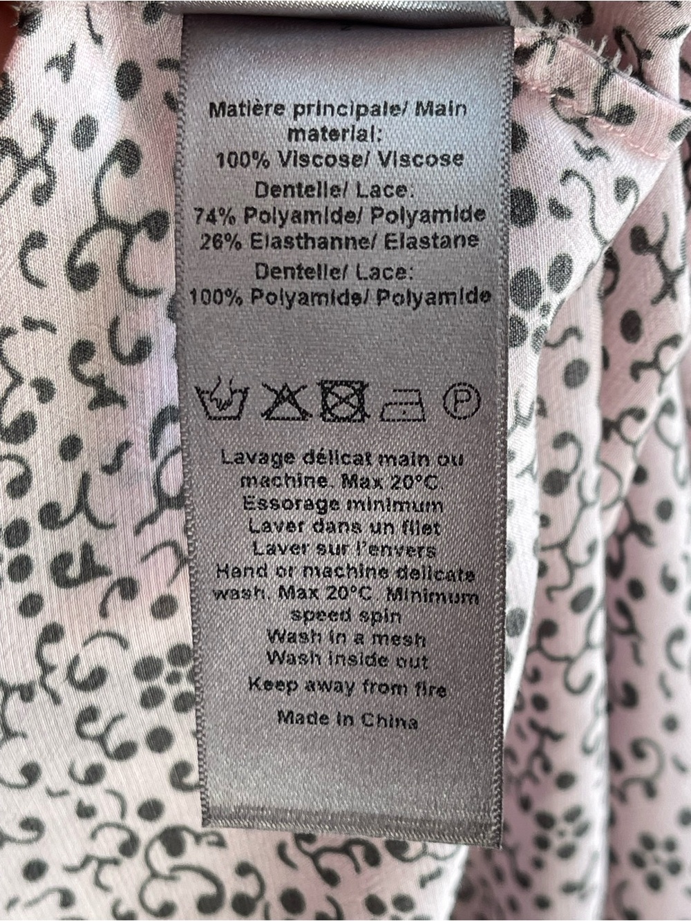 Zadig & Voltaire Risty Blossom Slip Maxi Dress in pink with black lace - Picture 7 of 13